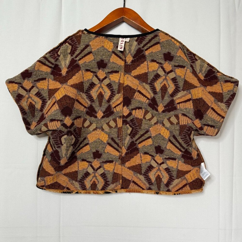 Anthropologie Dolan Seraphina Brown Tan Textured Short Sleeve Shirt Plus Size 1X - Picture 8 of 12
